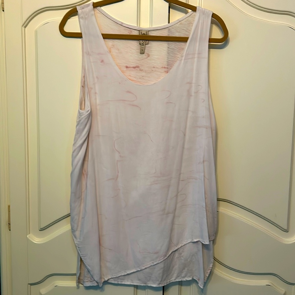 XCVI Women’s Pink / White Marble Tank Top Sz Large